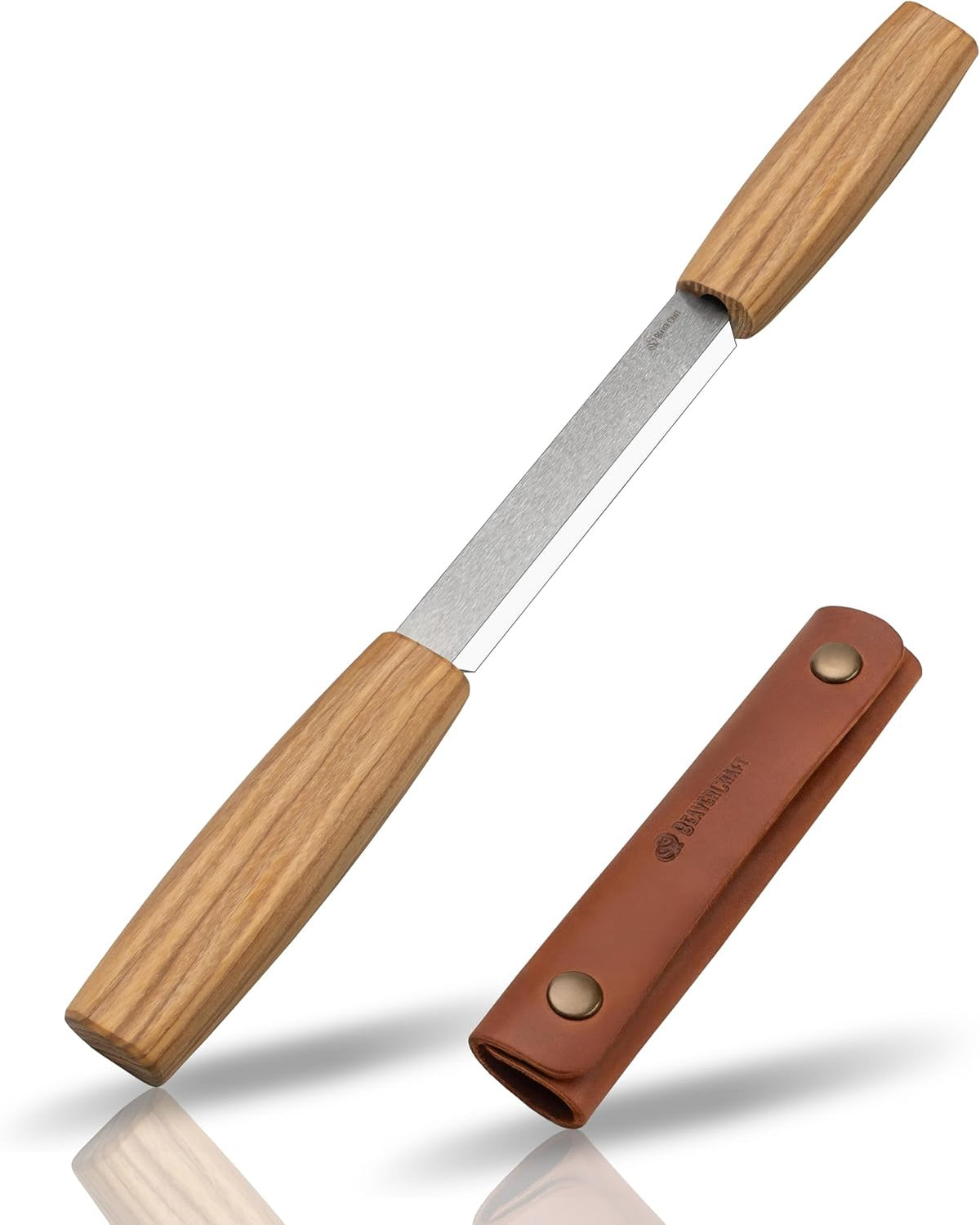 Draw Knife Woodworking Tool 4.3"- Drawknife Wood Carving Knife with Leather Sheath DK2s - Whittling Knives for Shaping, Detailing, Spoon Carving - Whittling Tools