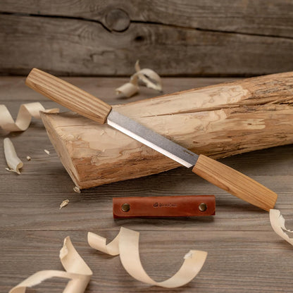 Draw Knife Woodworking Tool 4.3"- Drawknife Wood Carving Knife with Leather Sheath DK2s - Whittling Knives for Shaping, Detailing, Spoon Carving - Whittling Tools