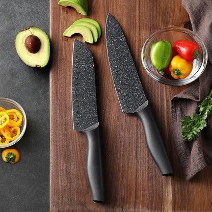 Kitchen Knife Set, KYA37 12-Piece Rainbow Titanium Stainless Steel Boxed Knives Set for Kitchen with Covers, 6 Knives with 6 Blade Guards