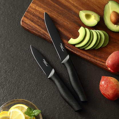 Kitchen Knife Set, KYA37 12-Piece Rainbow Titanium Stainless Steel Boxed Knives Set for Kitchen with Covers, 6 Knives with 6 Blade Guards