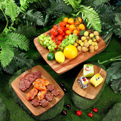 12 Pcs Thick Acacia Wood Cutting Boards for Kitchen Reversible Wooden Chopping Board Set Double Sided Charcuterie Boards for Meat Cheese Meal Supplies(3 Sizes)