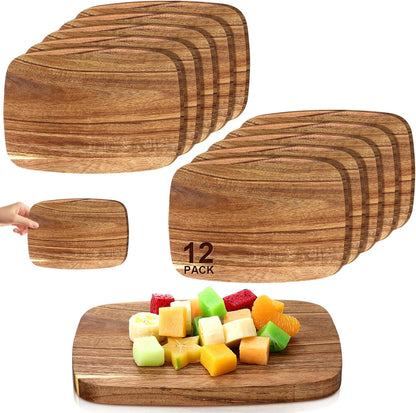 12 Pcs Thick Acacia Wood Cutting Boards for Kitchen Reversible Wooden Chopping Board Set Double Sided Charcuterie Boards for Meat Cheese Meal Supplies(3 Sizes)