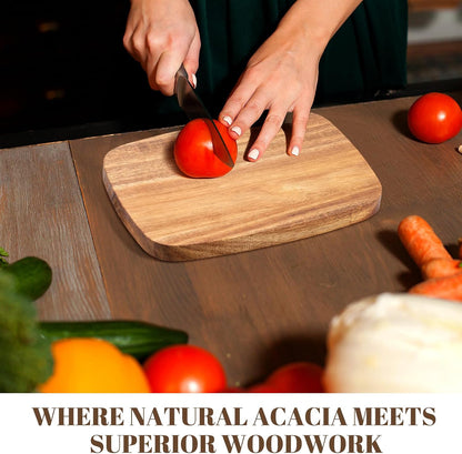 12 Pcs Thick Acacia Wood Cutting Boards for Kitchen Reversible Wooden Chopping Board Set Double Sided Charcuterie Boards for Meat Cheese Meal Supplies(3 Sizes)