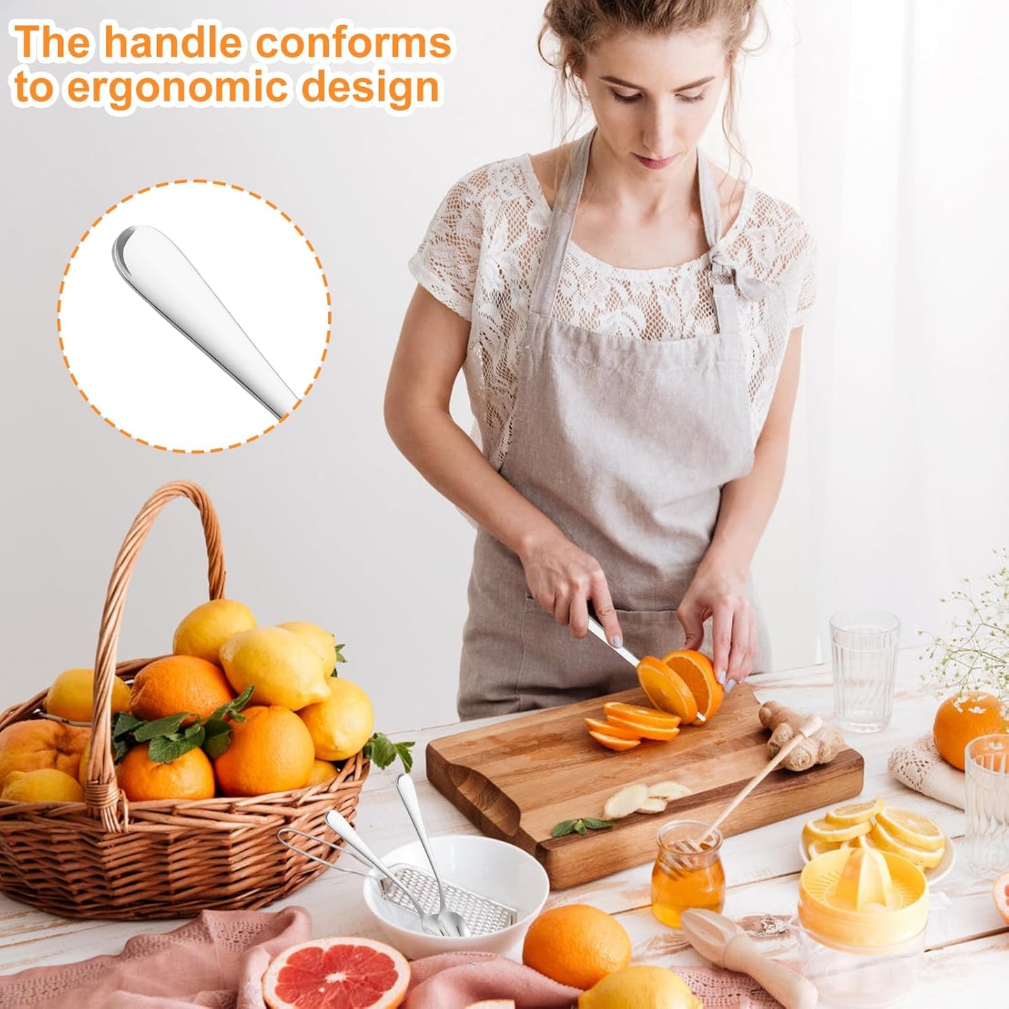 Grapefruit Spoons and Knife Set, 15 Stainless Steel Grapefruit Spoon And 3 Grapefruit knife with Serrated Edge Suitable for Citrus Fruits Desserts Salads