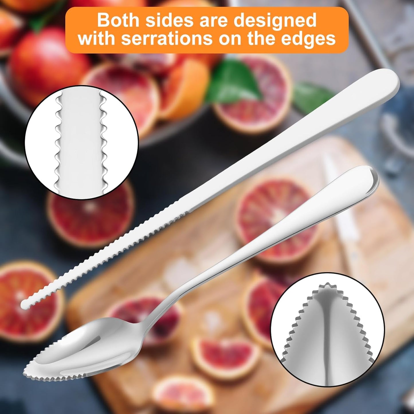 Grapefruit Spoons and Knife Set, 15 Stainless Steel Grapefruit Spoon And 3 Grapefruit knife with Serrated Edge Suitable for Citrus Fruits Desserts Salads