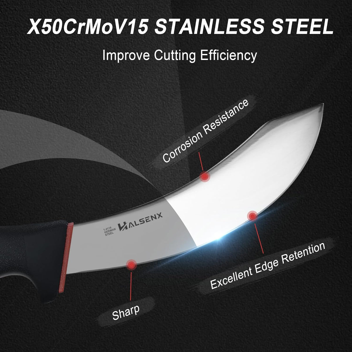6" Skinning Knife, Professional Meat Butcher with SoftGrip Handle | Curved blade for skinning, SoftGrip handle for safety, For deer, fish & poultry, High-carbon steel stays sharp.