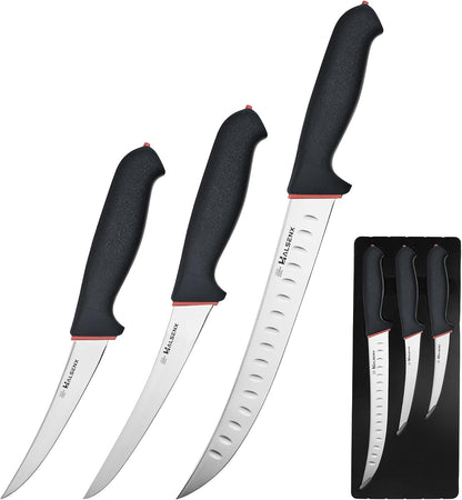 6" Skinning Knife, Professional Meat Butcher with SoftGrip Handle | Curved blade for skinning, SoftGrip handle for safety, For deer, fish & poultry, High-carbon steel stays sharp.