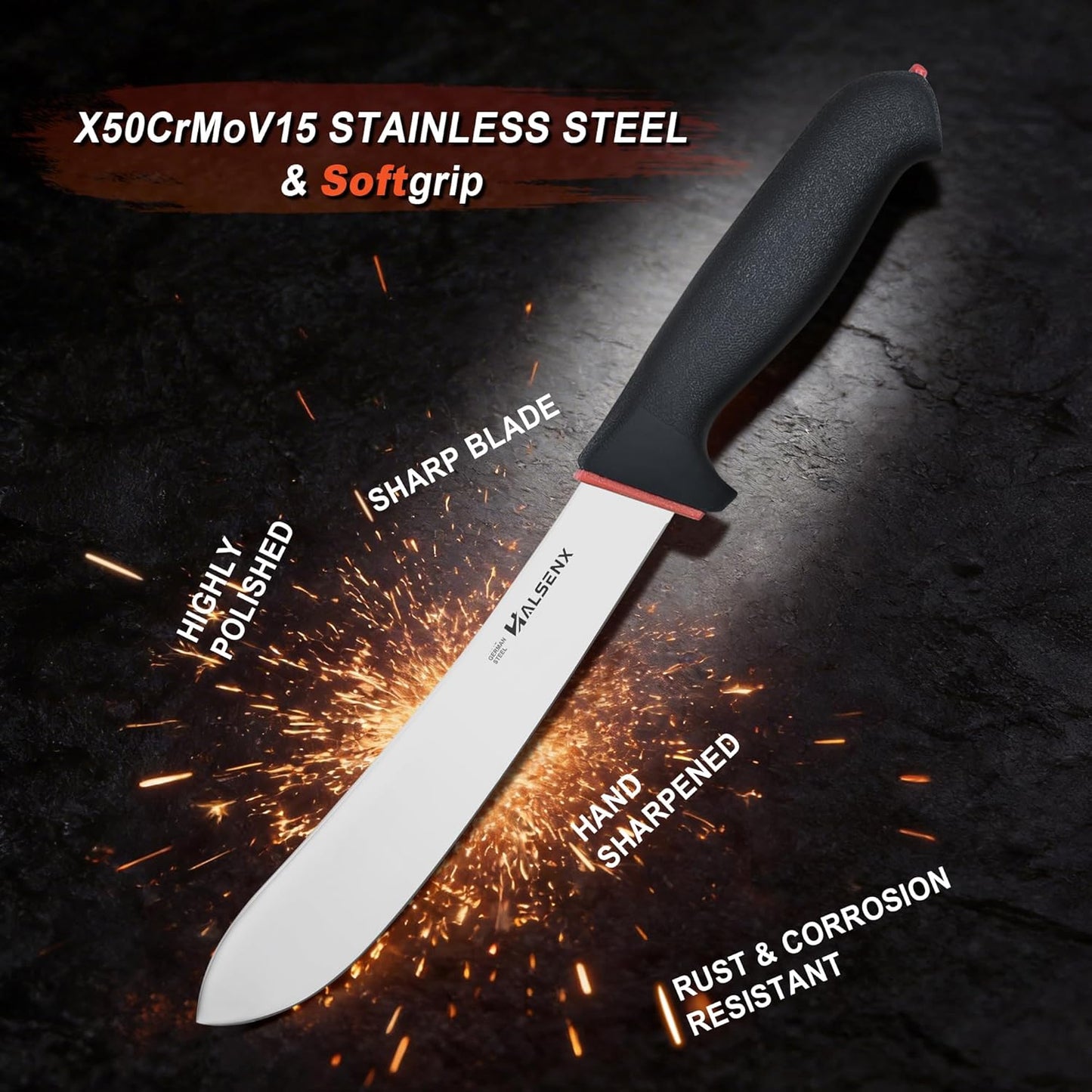 6" Skinning Knife, Professional Meat Butcher with SoftGrip Handle | Curved blade for skinning, SoftGrip handle for safety, For deer, fish & poultry, High-carbon steel stays sharp.