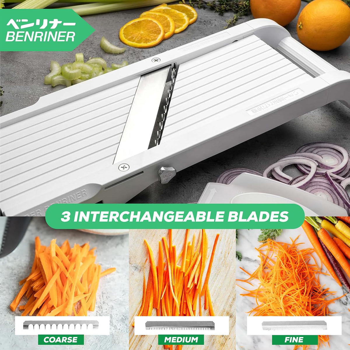 Mandoline Jumbo Slicer, Japanese Stainless Steel Blade, Beige