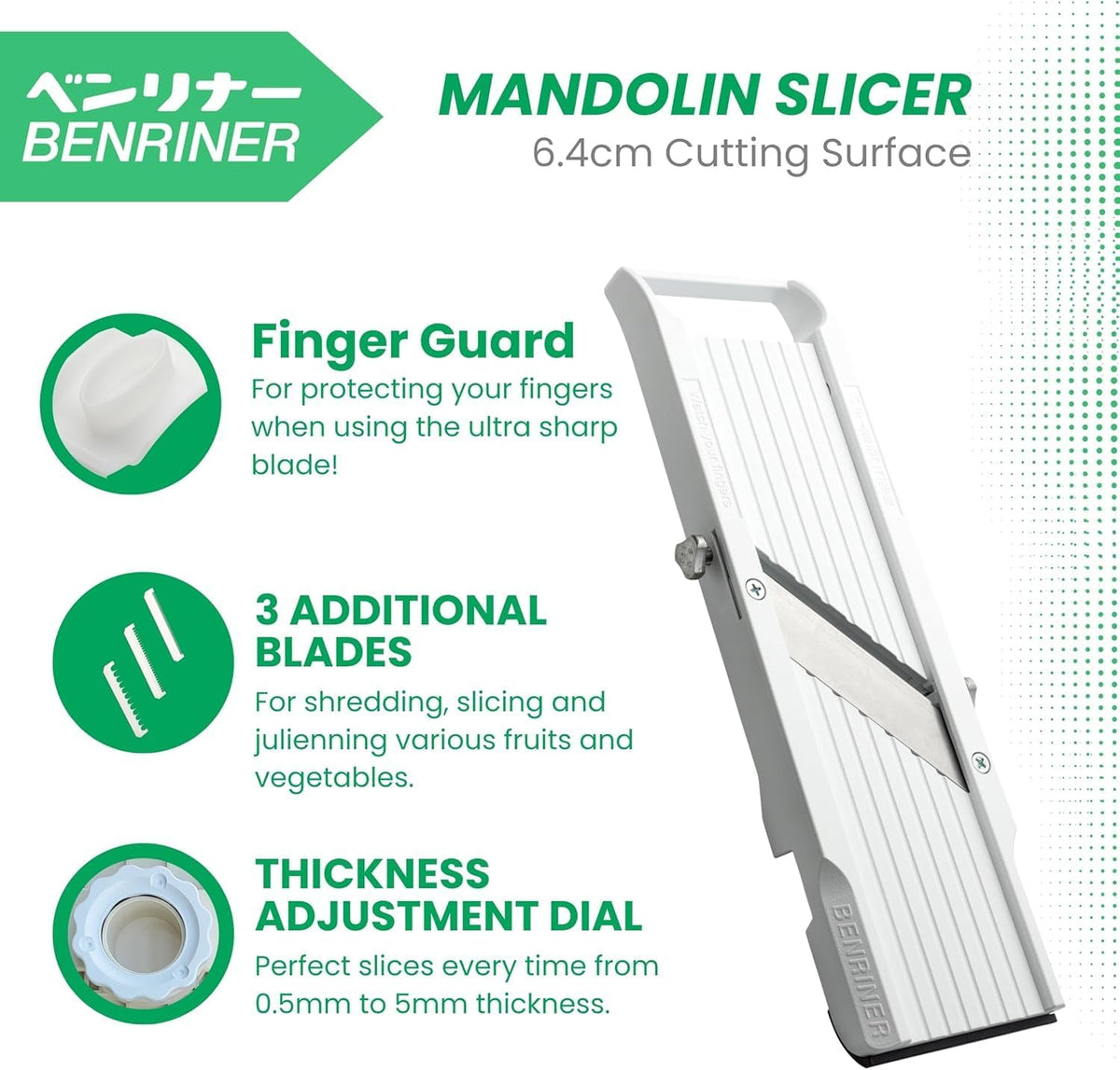 Mandoline Jumbo Slicer, Japanese Stainless Steel Blade, Beige