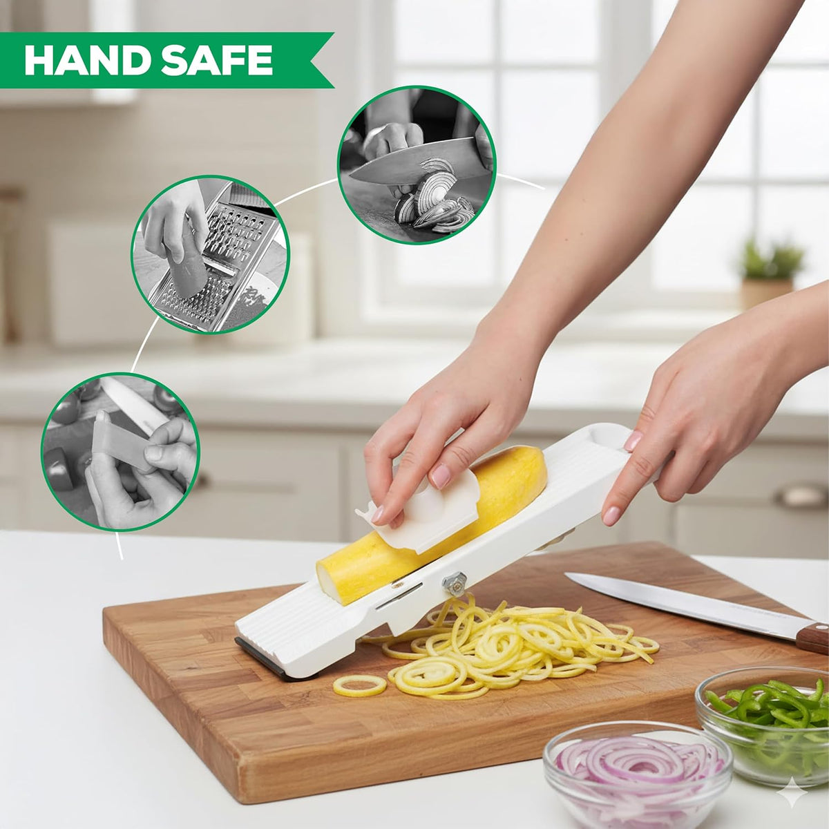 Mandoline Jumbo Slicer, Japanese Stainless Steel Blade, Beige