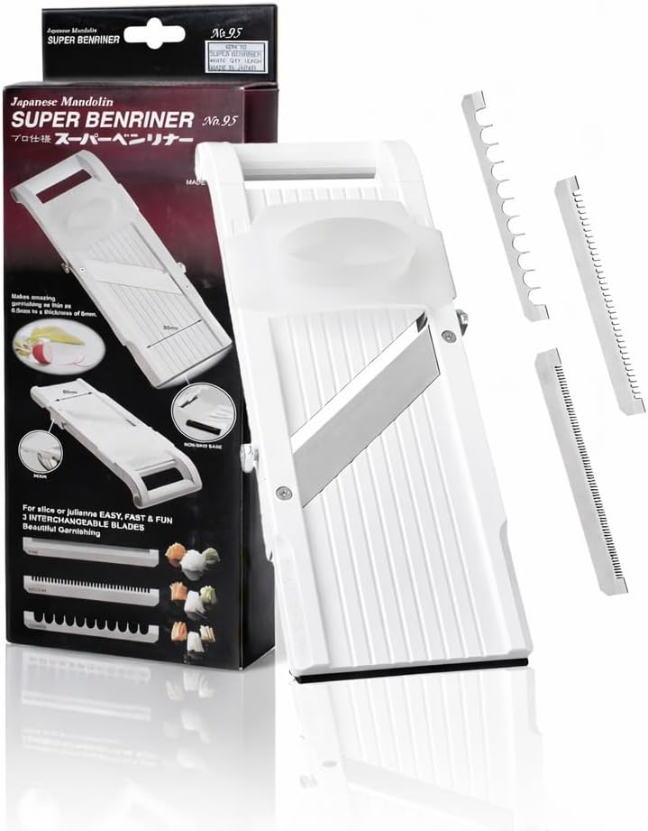 Mandoline Jumbo Slicer, Japanese Stainless Steel Blade, Beige