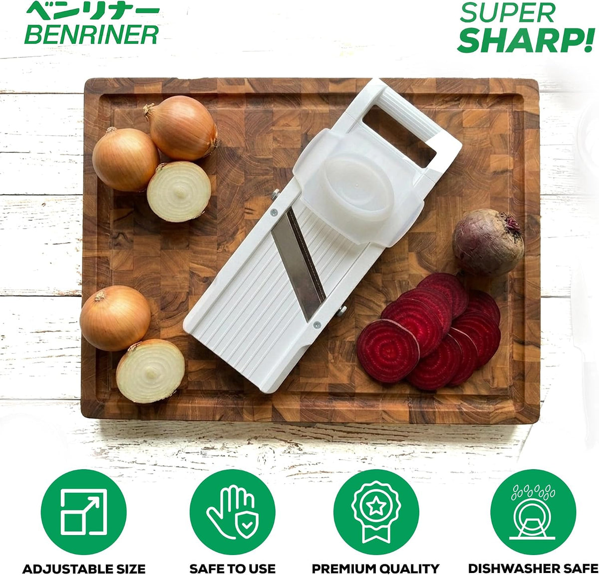 Mandoline Jumbo Slicer, Japanese Stainless Steel Blade, Beige