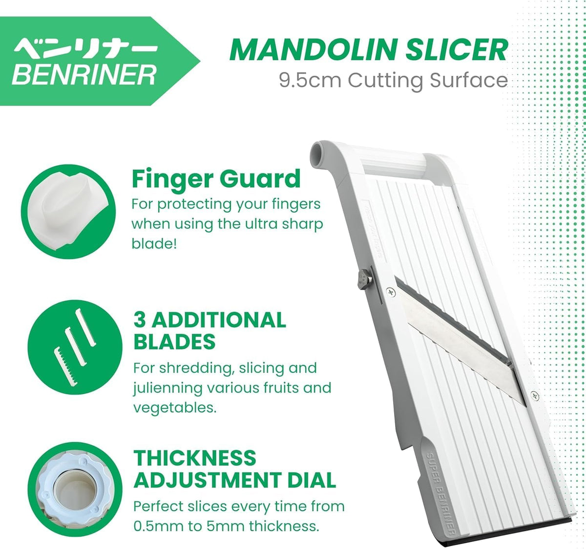 Mandoline Jumbo Slicer, Japanese Stainless Steel Blade, Beige