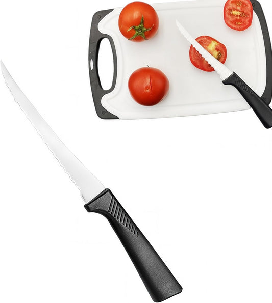 2Pack 5" Serrated Tomato Knife with Non-slip Handle - German Steel Blade Tomato Slicer| Ultra-Sharp Stainless Steel Kitchen Knives for Slicing Tomatoes, Onions & Soft Fruits | Dishwasher Safe
