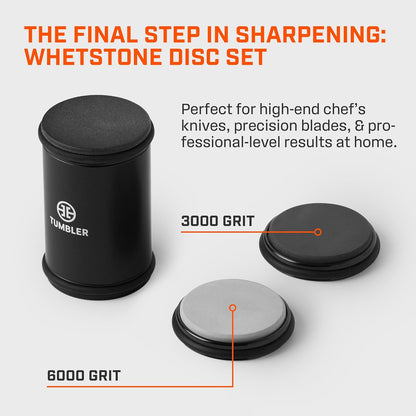 Pro Whetstones, 3000 & 6000 Grit | Compatible with Pro Rolling Knife Sharpener™, Corundum Grit 3000 & 6000 Whetstone Discs for a Razor-Sharp Finish