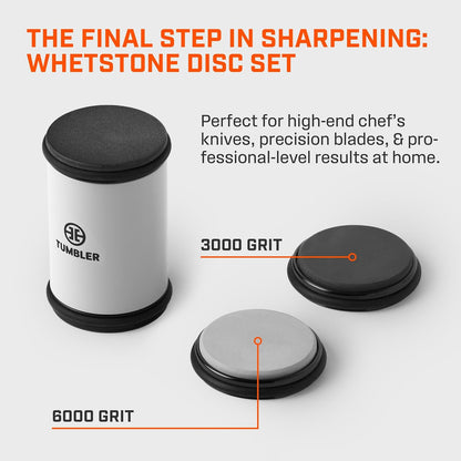 Pro Whetstones, 3000 & 6000 Grit | Compatible with Pro Rolling Knife Sharpener™, Corundum Grit 3000 & 6000 Whetstone Discs for a Razor-Sharp Finish