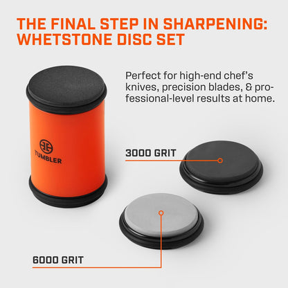 Pro Whetstones, 3000 & 6000 Grit | Compatible with Pro Rolling Knife Sharpener™, Corundum Grit 3000 & 6000 Whetstone Discs for a Razor-Sharp Finish