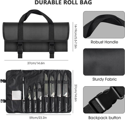 4PCS Kitchen Knife Set,High-Carbon Stainless Steel Chef Knife Set, Portable Knife Roll Bag, Portable Knives for Outdoor Camping and Travel