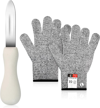 Stainless Steel Oyster Shucking Knife with Cut Resistant Gloves