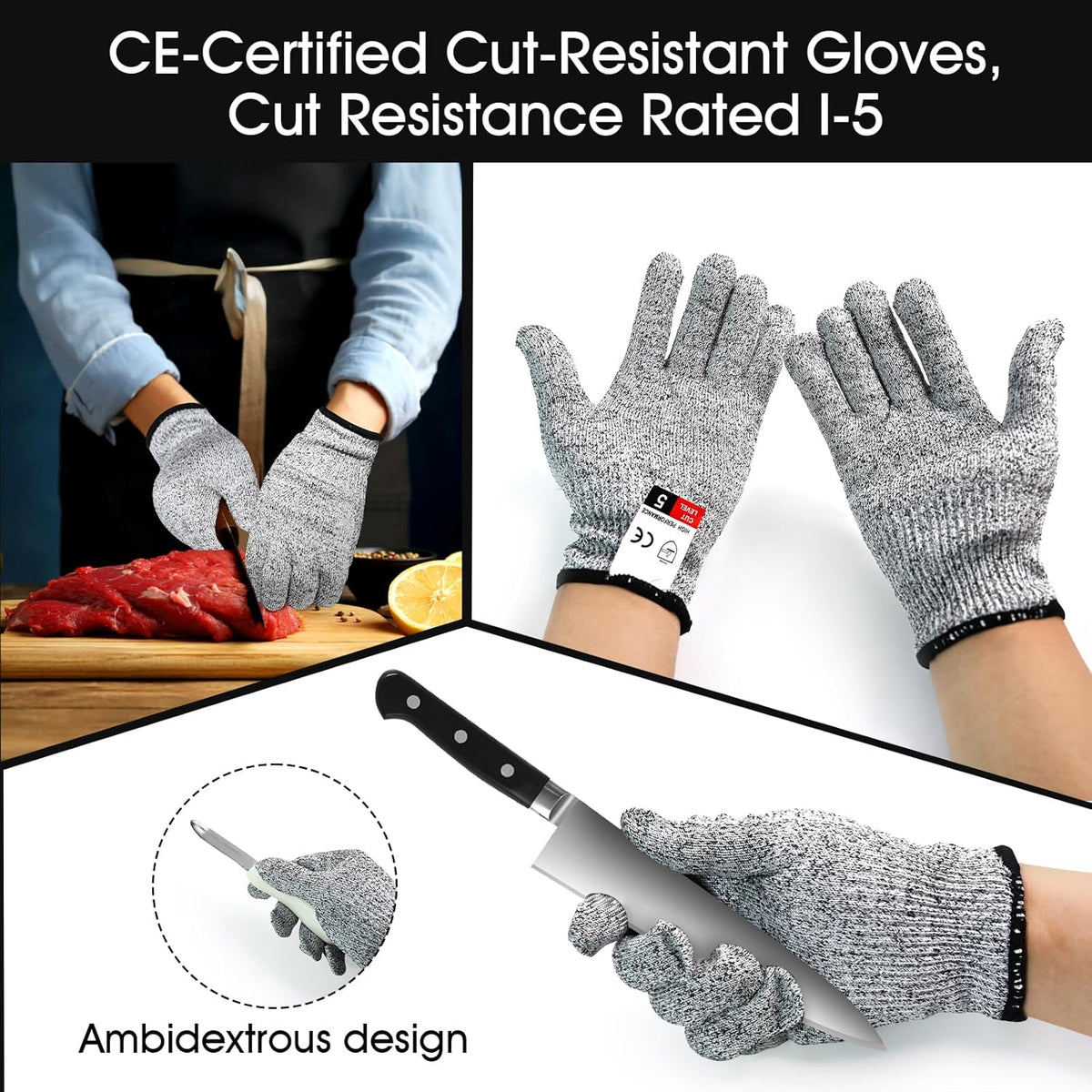 Stainless Steel Oyster Shucking Knife with Cut Resistant Gloves