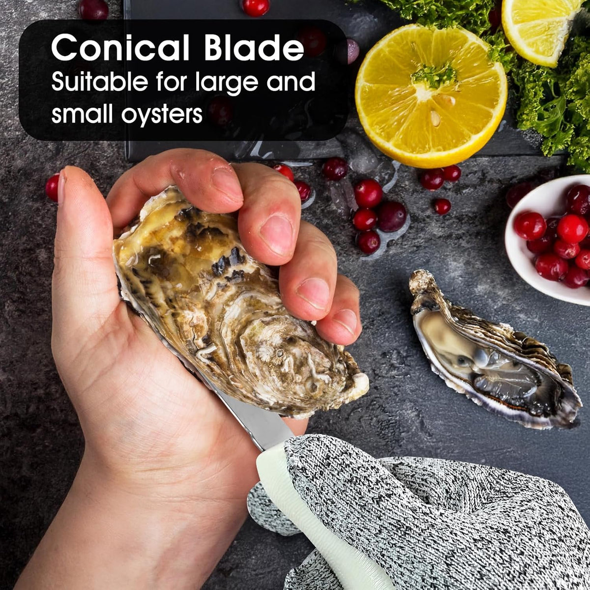 Stainless Steel Oyster Shucking Knife with Cut Resistant Gloves