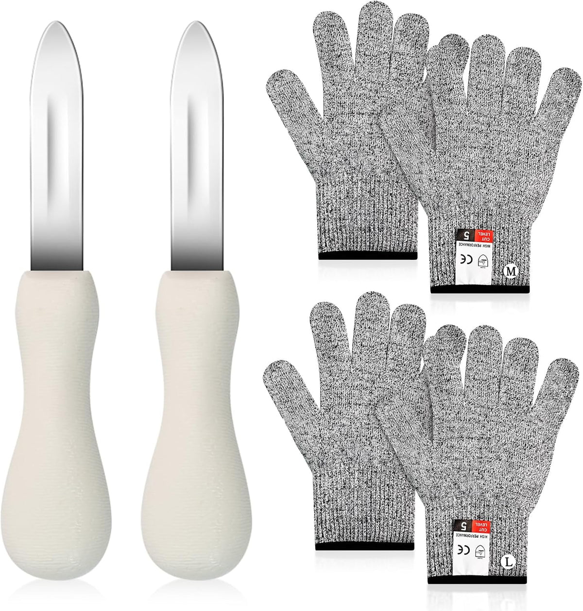 Stainless Steel Oyster Shucking Knife with Cut Resistant Gloves