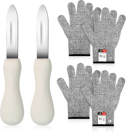 Stainless Steel Oyster Shucking Knife with Cut Resistant Gloves
