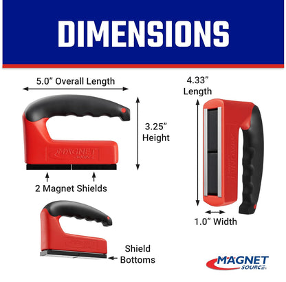 Strong Magnet with Ergonomic Handle - 100 lb Pull Force, Red, 07501