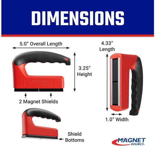 Strong Magnet with Ergonomic Handle - 100 lb Pull Force, Red, 07501