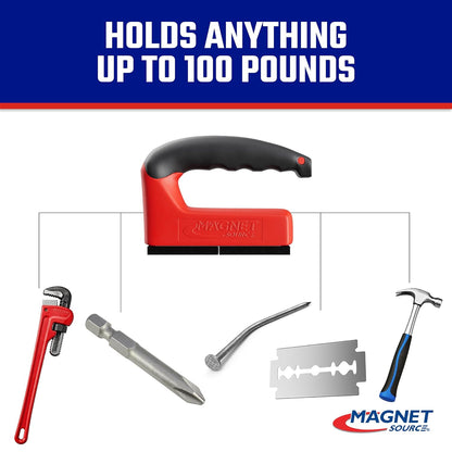 Strong Magnet with Ergonomic Handle - 100 lb Pull Force, Red, 07501