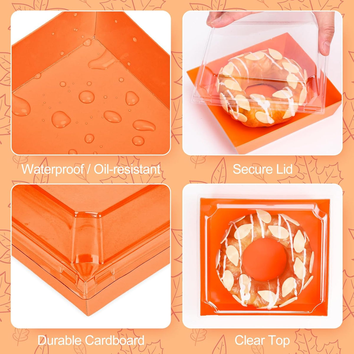 50Pcs Small Charcuterie Boxes with Clear Lids Kraft Mini Dessert Boxes with Forks and Knives 5 Inch Square Disposable Food Containers for Sandwich Cookie Sushi Cake Slice Strawberries