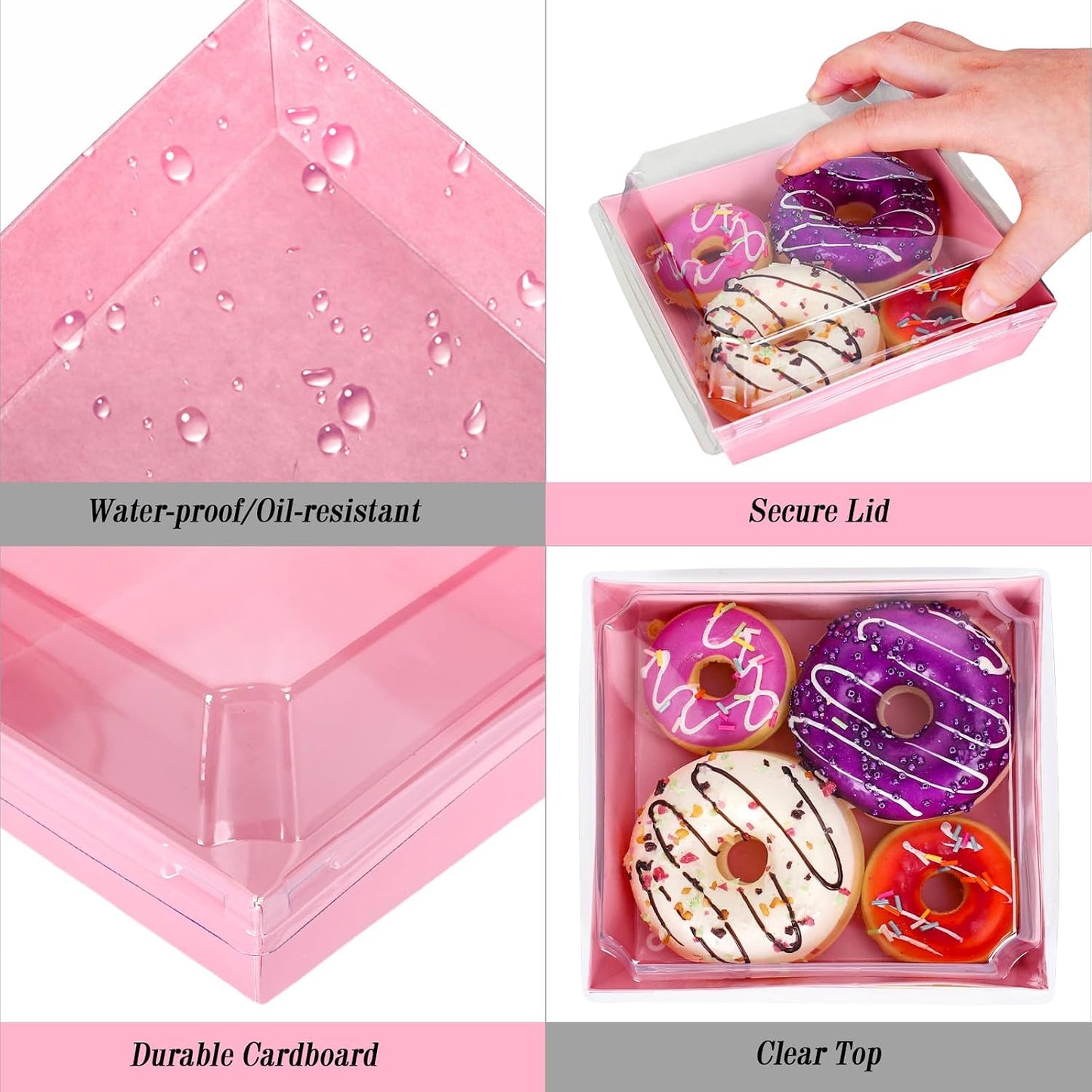 50Pcs Small Charcuterie Boxes with Clear Lids Kraft Mini Dessert Boxes with Forks and Knives 5 Inch Square Disposable Food Containers for Sandwich Cookie Sushi Cake Slice Strawberries