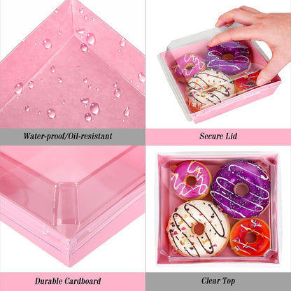 50Pcs Small Charcuterie Boxes with Clear Lids Kraft Mini Dessert Boxes with Forks and Knives 5 Inch Square Disposable Food Containers for Sandwich Cookie Sushi Cake Slice Strawberries