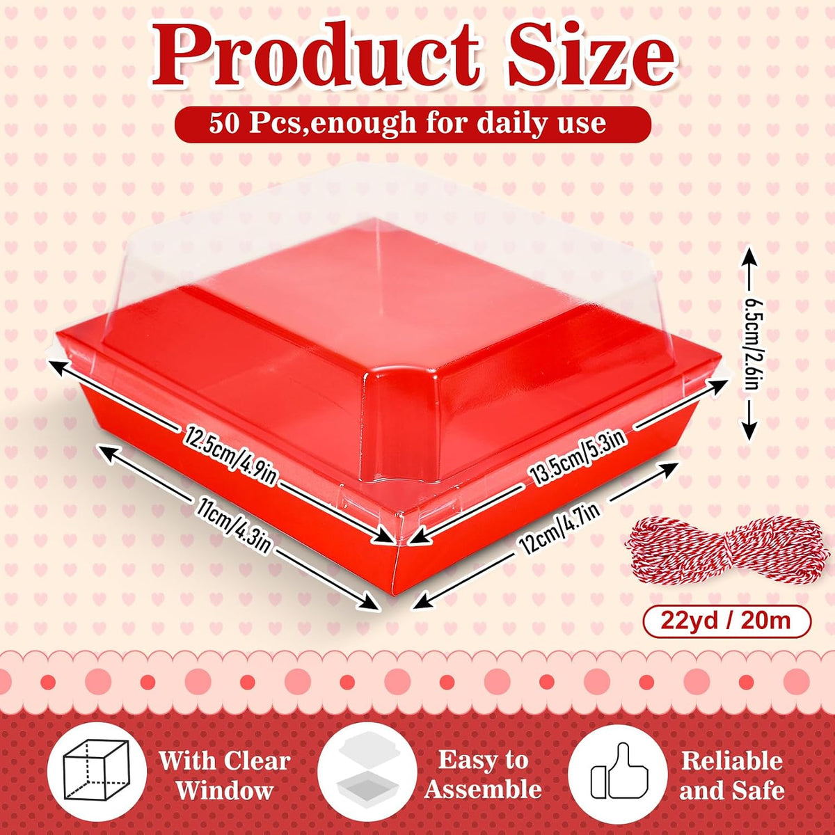 50Pcs Small Charcuterie Boxes with Clear Lids Kraft Mini Dessert Boxes with Forks and Knives 5 Inch Square Disposable Food Containers for Sandwich Cookie Sushi Cake Slice Strawberries