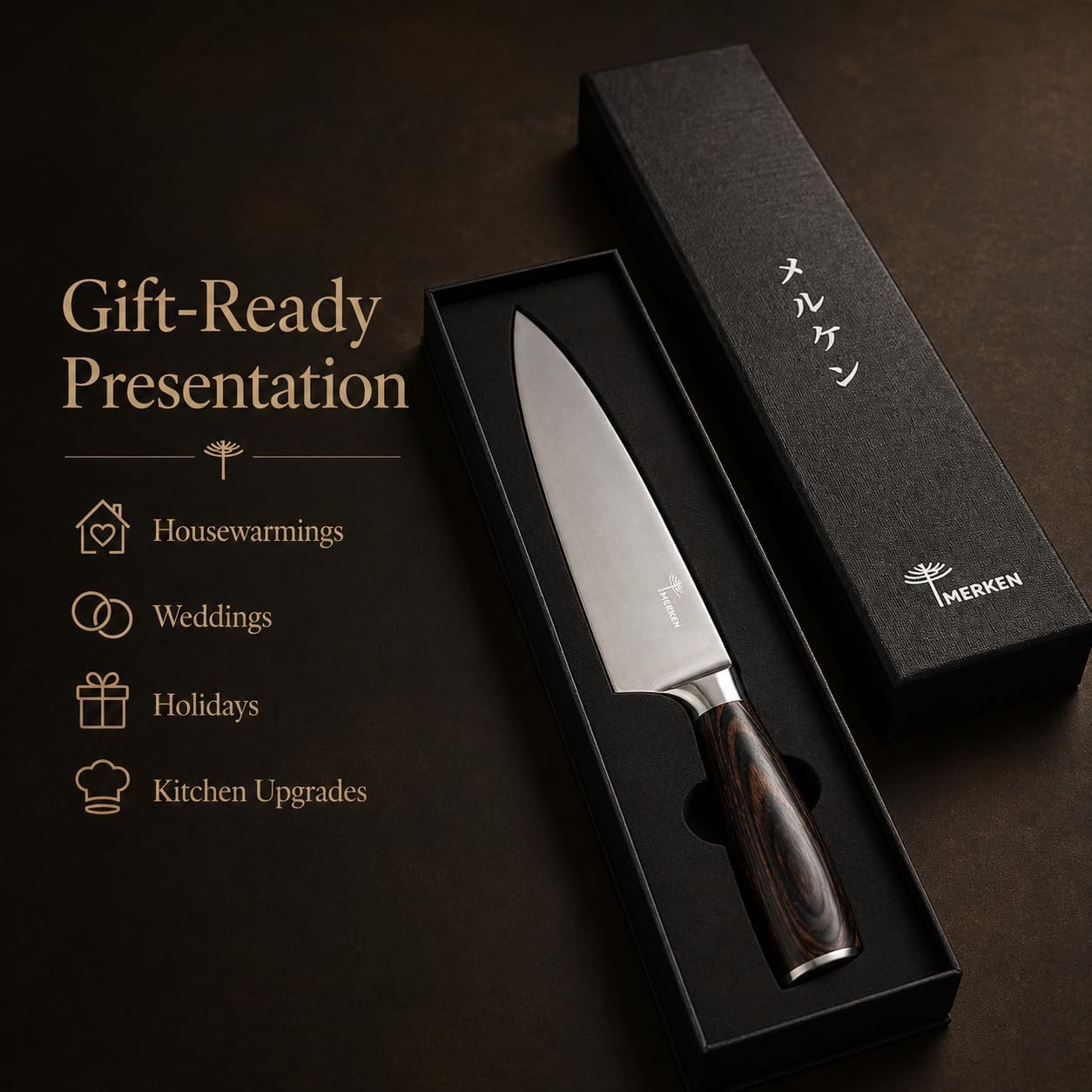 7-Inch Santoku Knife, High-Carbon Stainless Steel, Pakkawood Handle | 5Cr15MoV steel, 7-inch hollow-edge blade, Pakkawood handle, for slicing, dicing and mincing produce and proteins