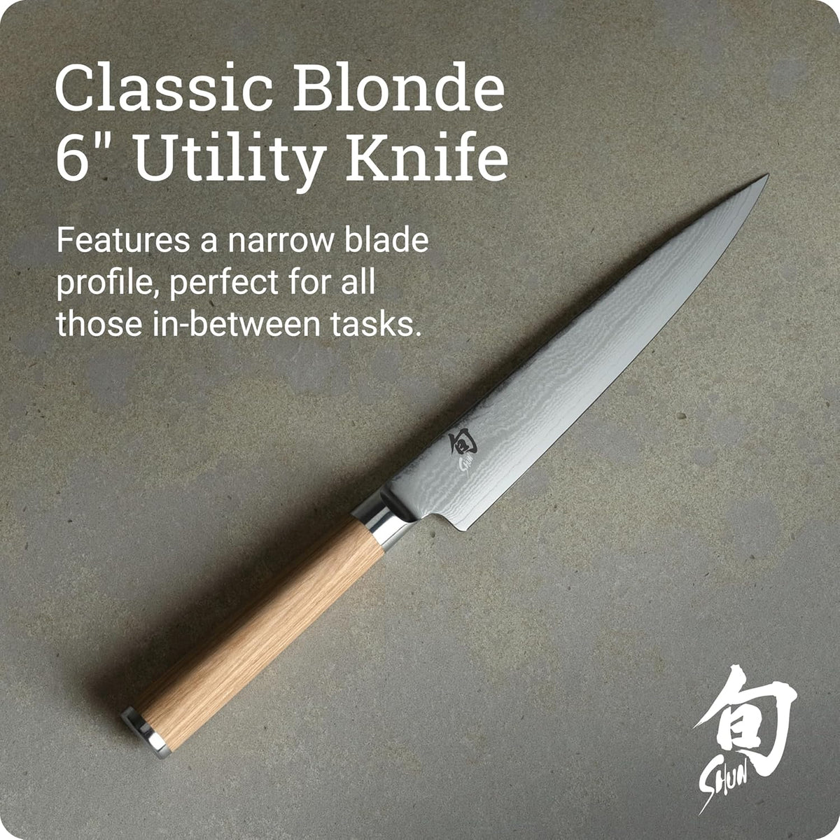 Classic Blonde 6" Utility Knife | Handcrafted Japanese Kitchen Knife, Precision and Sharpness, VG-MAX Core, Damascus Stainless Steel Cladding, Pakkawood Handle