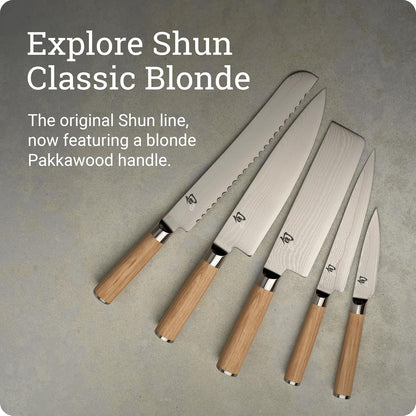 Classic Blonde 6" Utility Knife | Handcrafted Japanese Kitchen Knife, Precision and Sharpness, VG-MAX Core, Damascus Stainless Steel Cladding, Pakkawood Handle