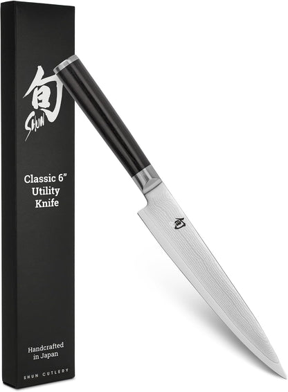 Classic Blonde 6" Utility Knife | Handcrafted Japanese Kitchen Knife, Precision and Sharpness, VG-MAX Core, Damascus Stainless Steel Cladding, Pakkawood Handle