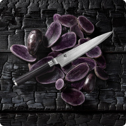 Classic Blonde 6" Utility Knife | Handcrafted Japanese Kitchen Knife, Precision and Sharpness, VG-MAX Core, Damascus Stainless Steel Cladding, Pakkawood Handle