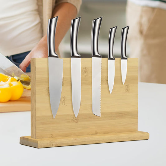 Magnetic Knife Block Holder Knife Holder Magnetic Knife Block Magnetic Knife Holder Wood Knife Set Holder Stand Knives Storage Rack for Small and medium-sized knives
