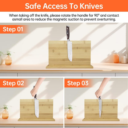 Magnetic Knife Block Holder Knife Holder Magnetic Knife Block Magnetic Knife Holder Wood Knife Set Holder Stand Knives Storage Rack for Small and medium-sized knives