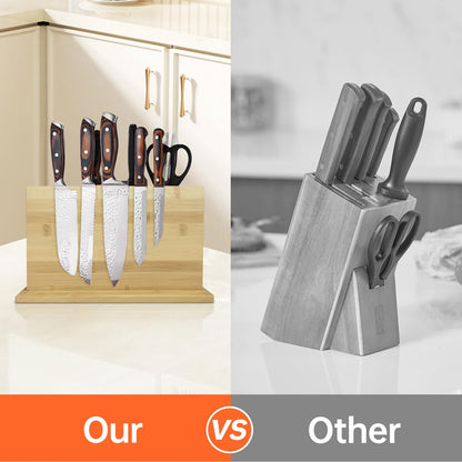 Magnetic Knife Block Holder Knife Holder Magnetic Knife Block Magnetic Knife Holder Wood Knife Set Holder Stand Knives Storage Rack for Small and medium-sized knives