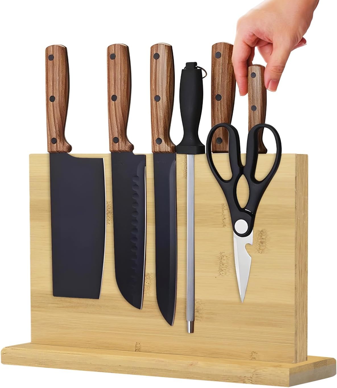 Magnetic Knife Block Holder Knife Holder Magnetic Knife Block Magnetic Knife Holder Wood Knife Set Holder Stand Knives Storage Rack for Small and medium-sized knives