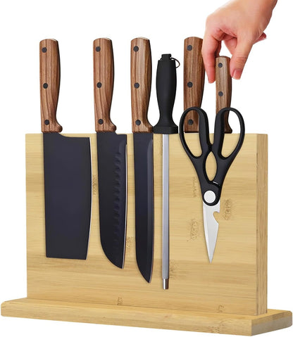 Magnetic Knife Block Holder Knife Holder Magnetic Knife Block Magnetic Knife Holder Wood Knife Set Holder Stand Knives Storage Rack for Small and medium-sized knives