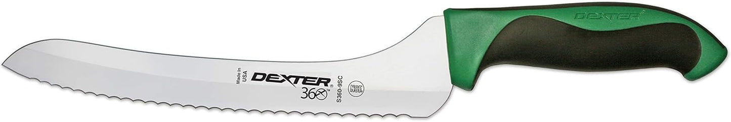 9” Scalloped Offset Slicer with Red Handle – S360-9SCR, High-Carbon Stainless Steel Blade, Ergonomic Non-Slip Grip, NSF Certified, Color-Coded for Food Safety – Made in the USA