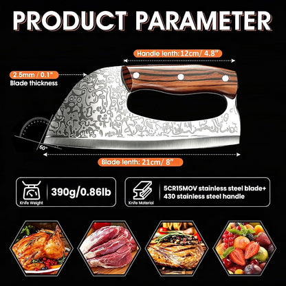 Meat Cleaver,8.6 inch Kitchen Knife Sharp Blade,Gray