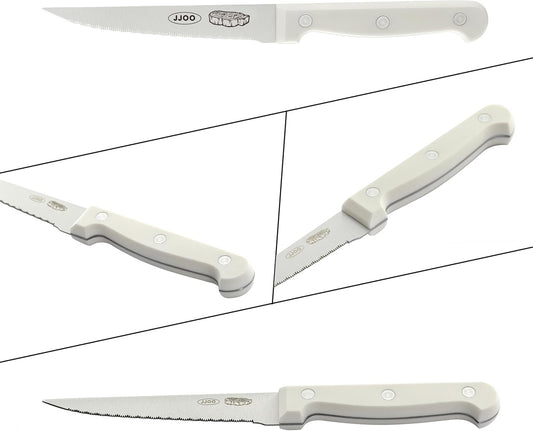 Steak Knives Set of 8, Serrated Steak Knives Set of 4 for Black and 4 for White, Dishwasher Safe (Unique Pattern)