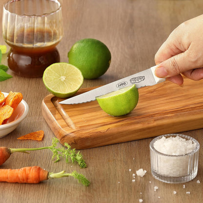 Steak Knives Set of 8, Serrated Steak Knives Set of 4 for Black and 4 for White, Dishwasher Safe (Unique Pattern)