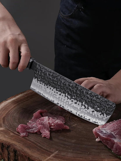 7" Nakiri Knife, Handcrafted Razor Sharp Meat Vegetable Cleaver | High Carbon Steel Asian Chopping Chef Knife, Multipurpose Vegetable Kitchen Knife with Gift Box for Men and Women
